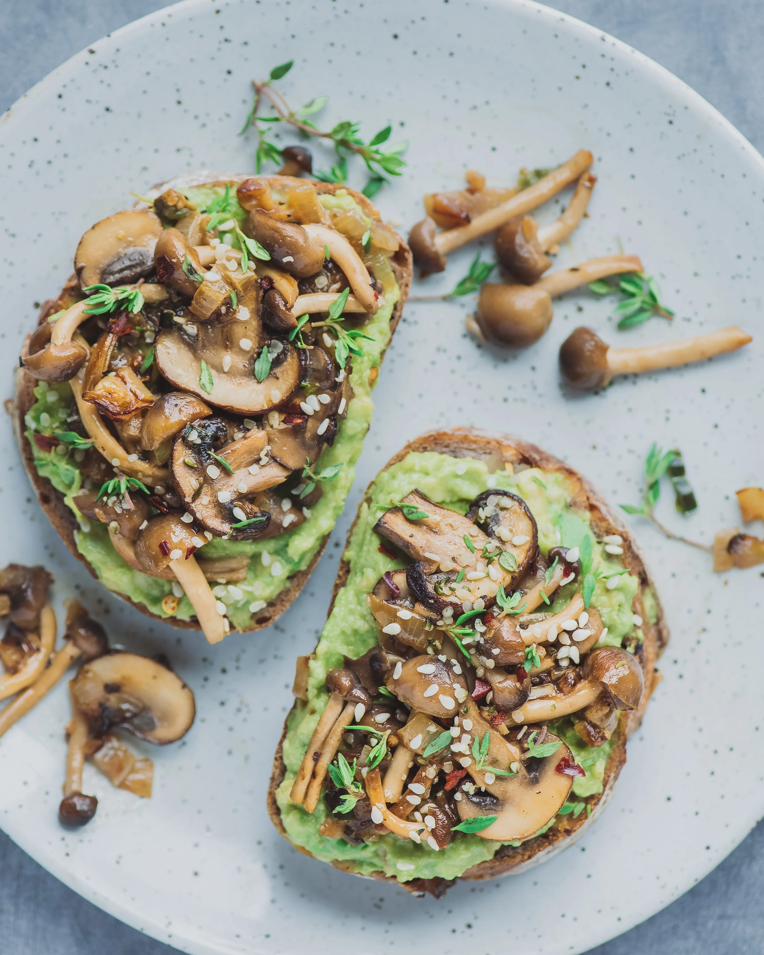 Mushroom avocado toast
