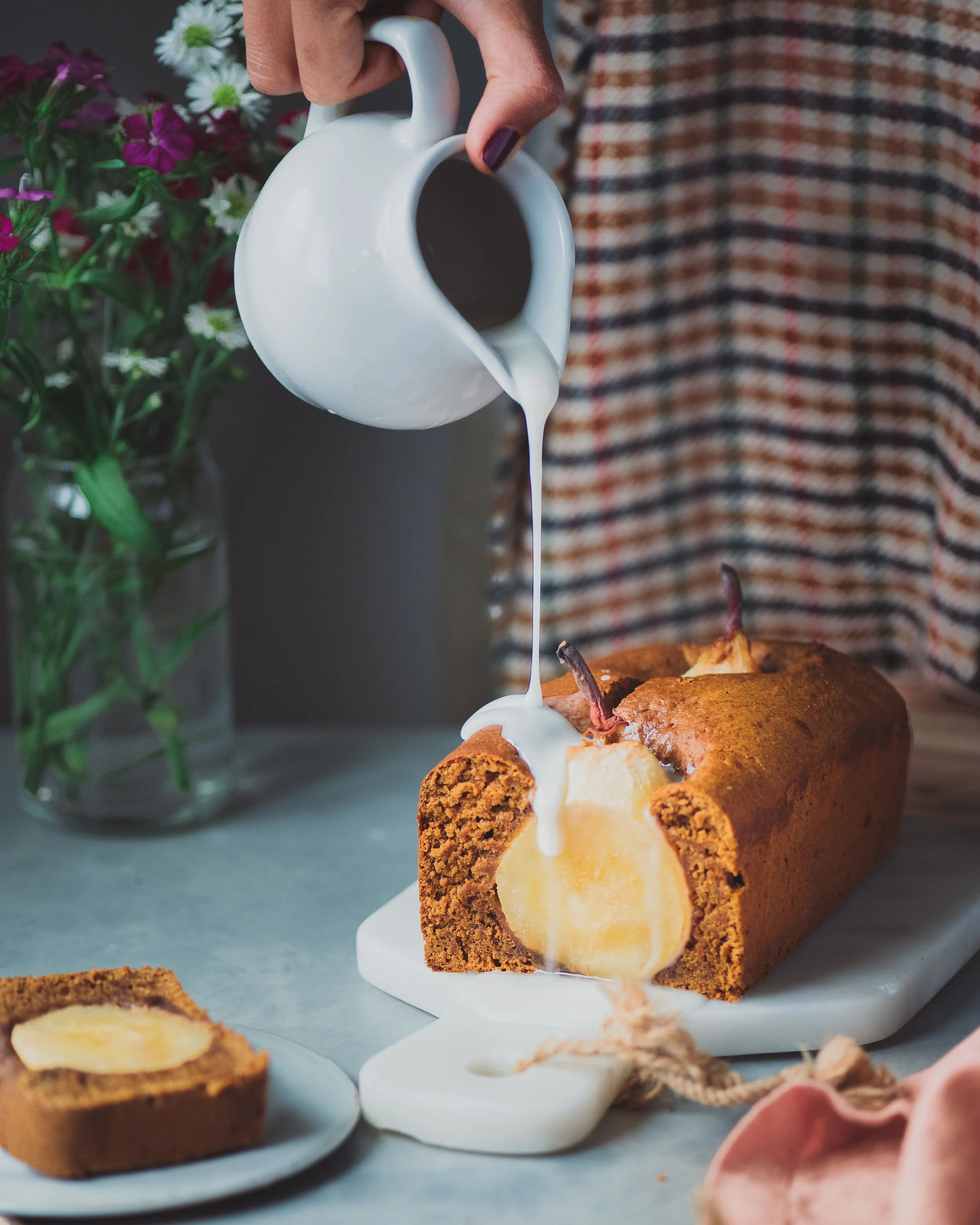 Poached Pear Gingerbread Cake (Vegan)