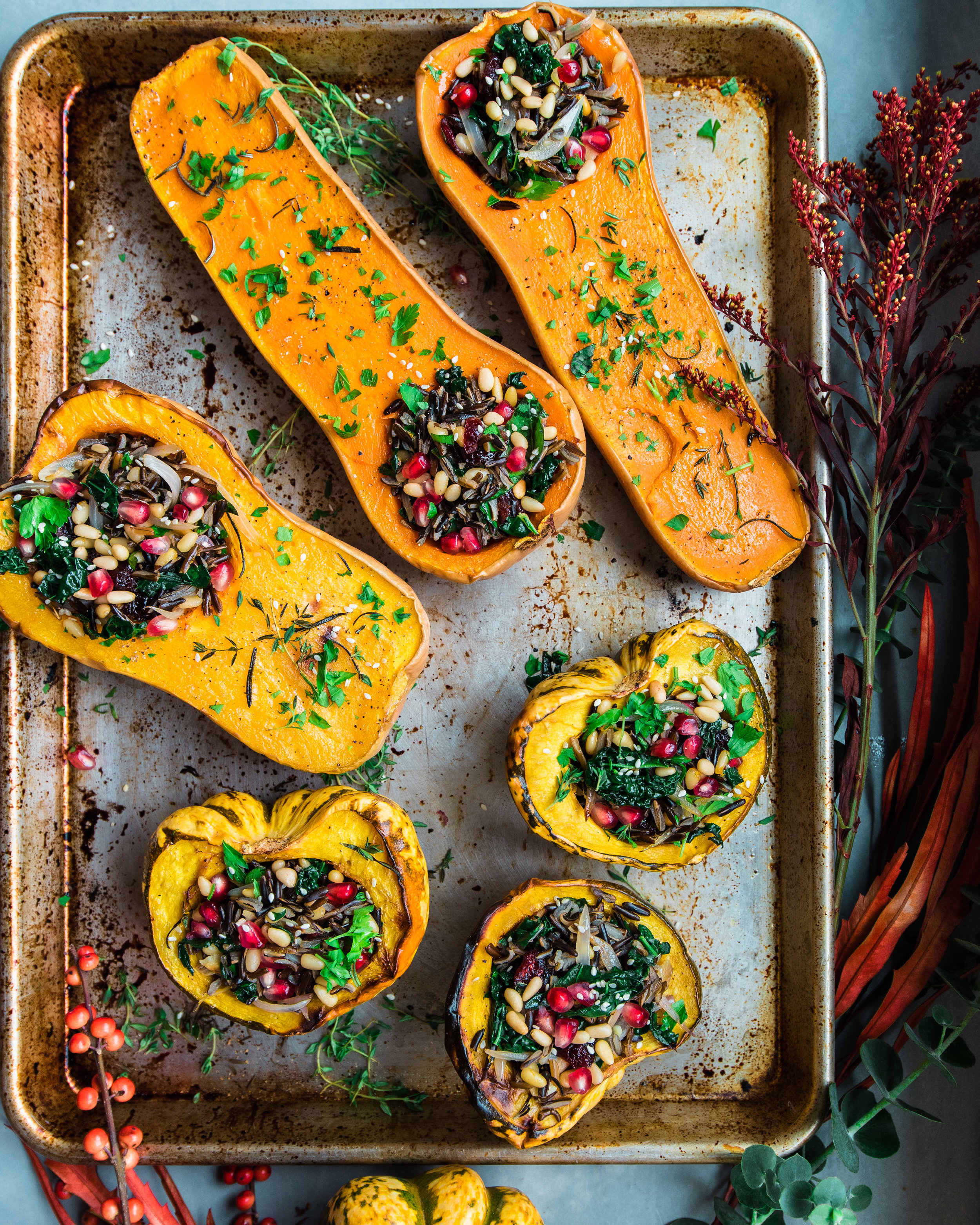 Vegan Wild Rice Stuffed Squash