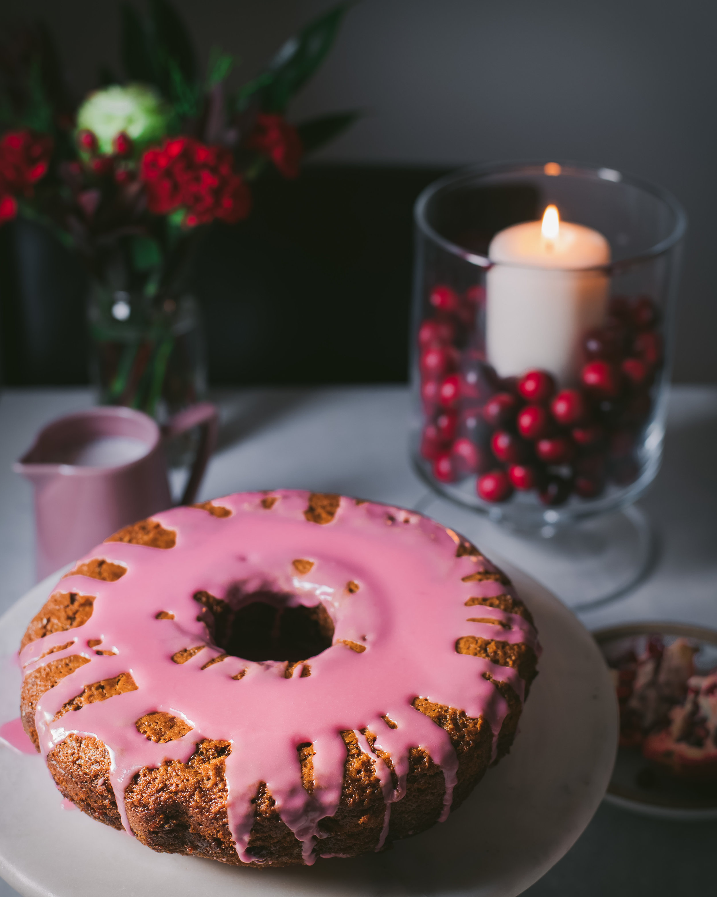 Pomegranate Glazed Gingerbread Bundt Cake