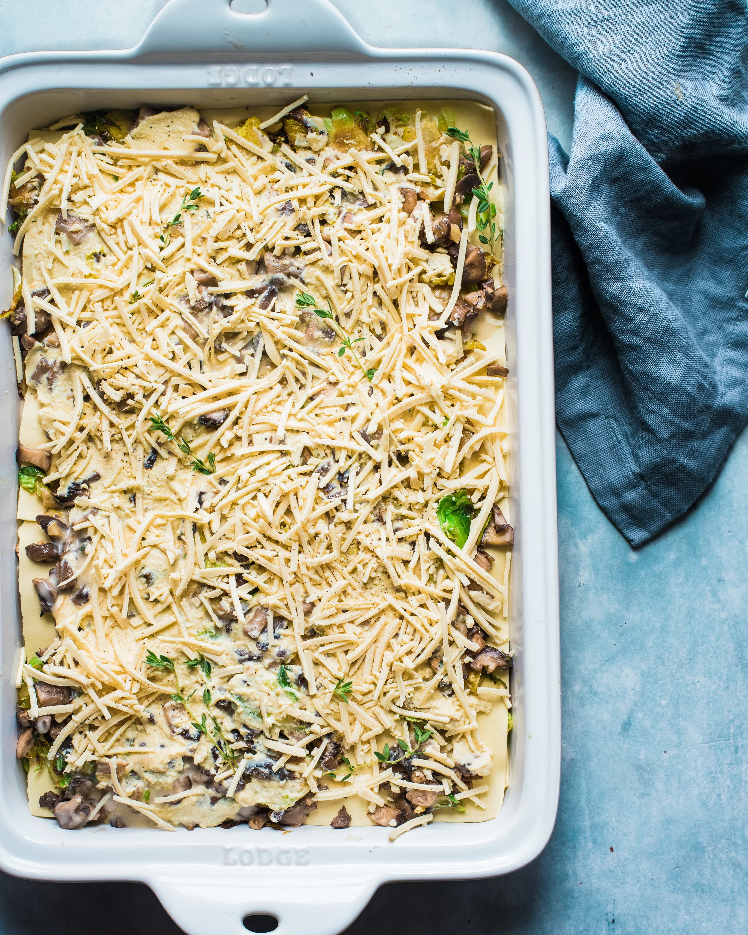 Vegan Brussels Sprouts and Mushroom Lasagna