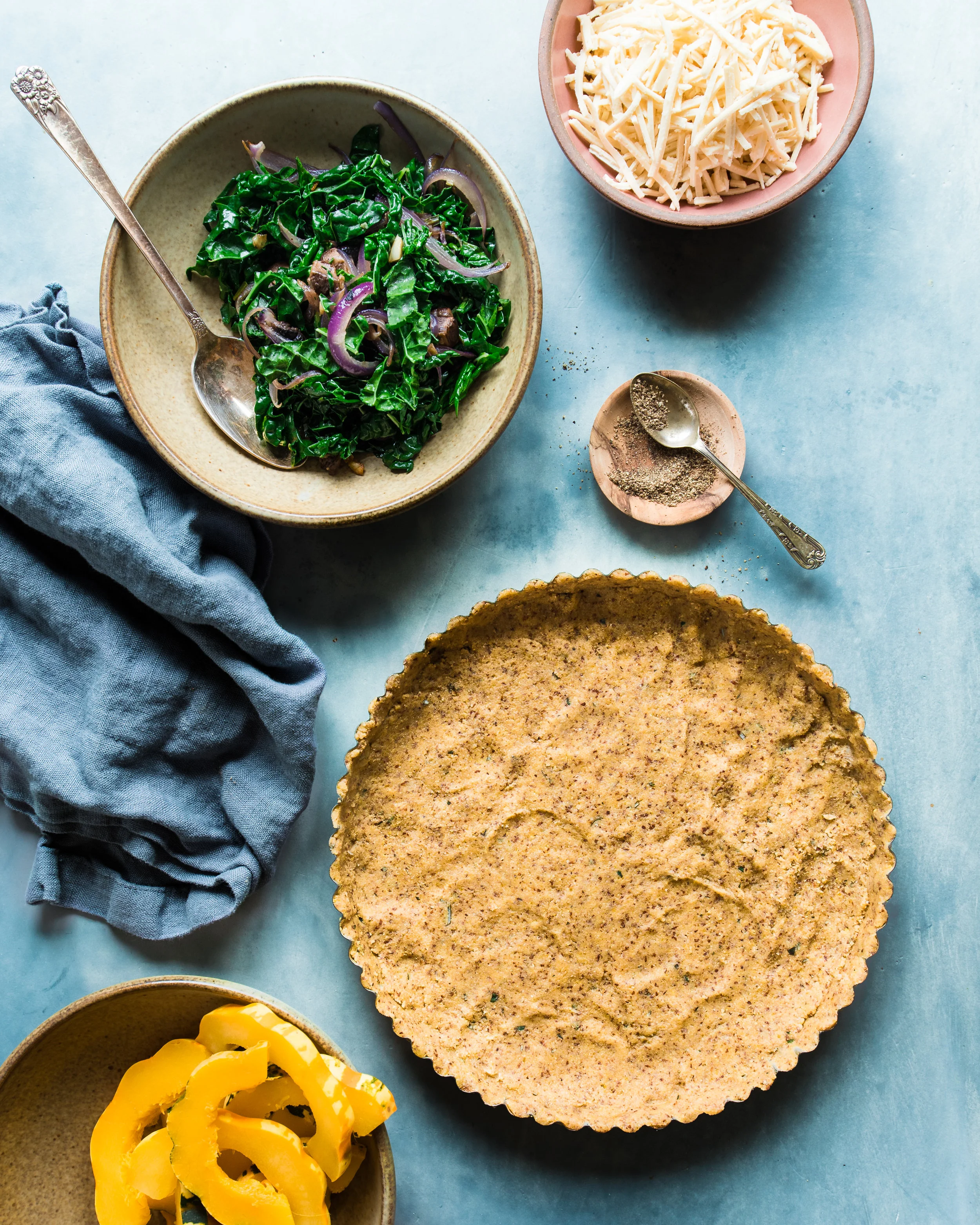 Cheesy Kale and Winter Squash Tart (Vegan, Gluten-Free)
