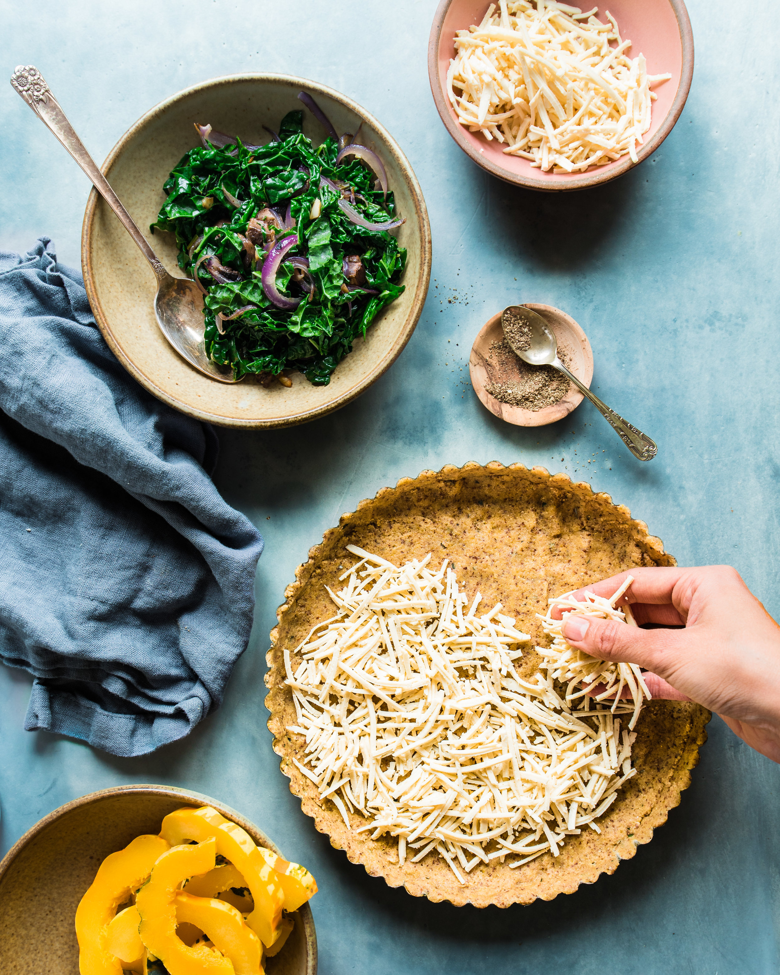 Cheesy Kale and Winter Squash Tart (Vegan, Gluten-Free)