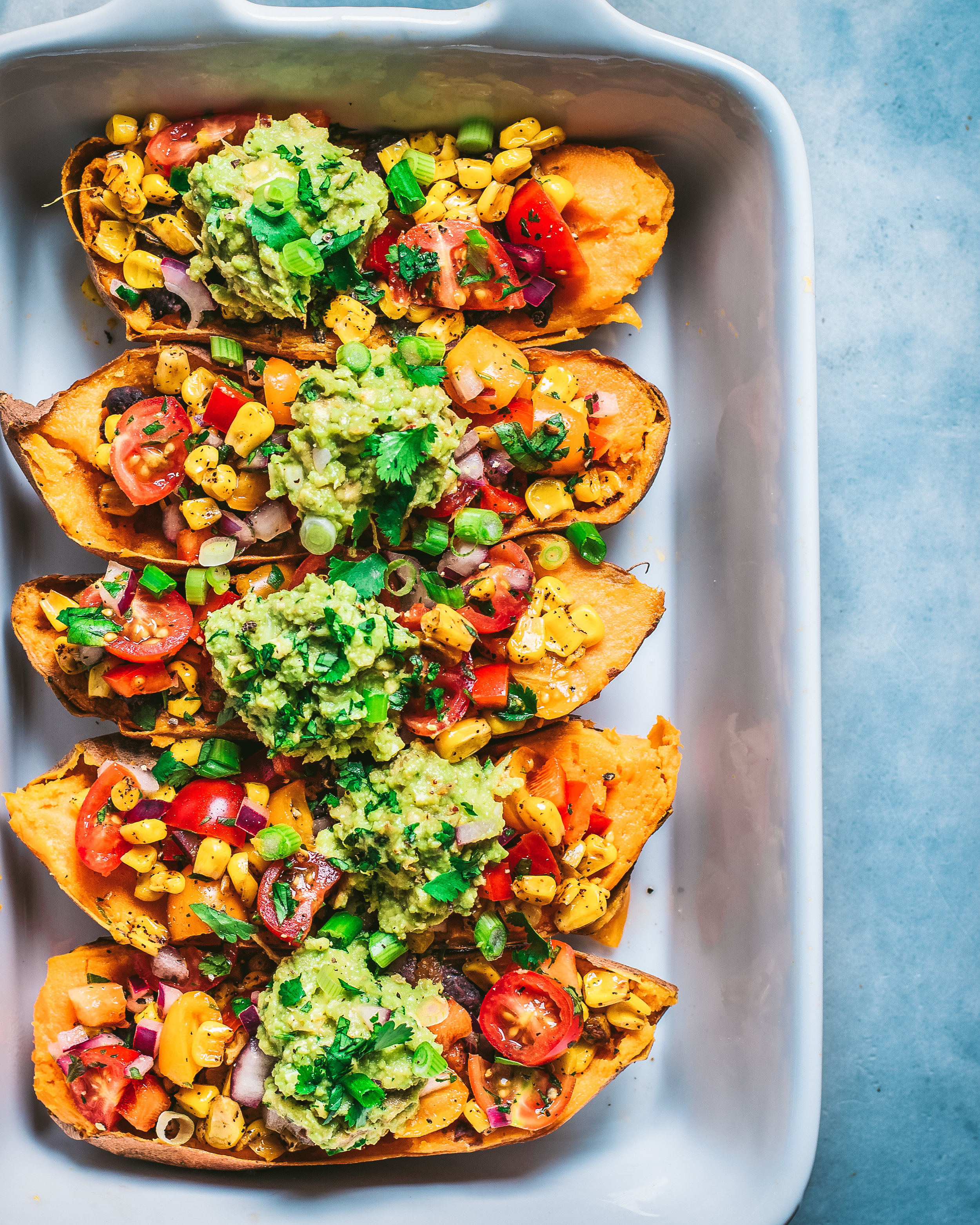 Healthy Burrito Bowl-Stuffed Sweet Potatoes