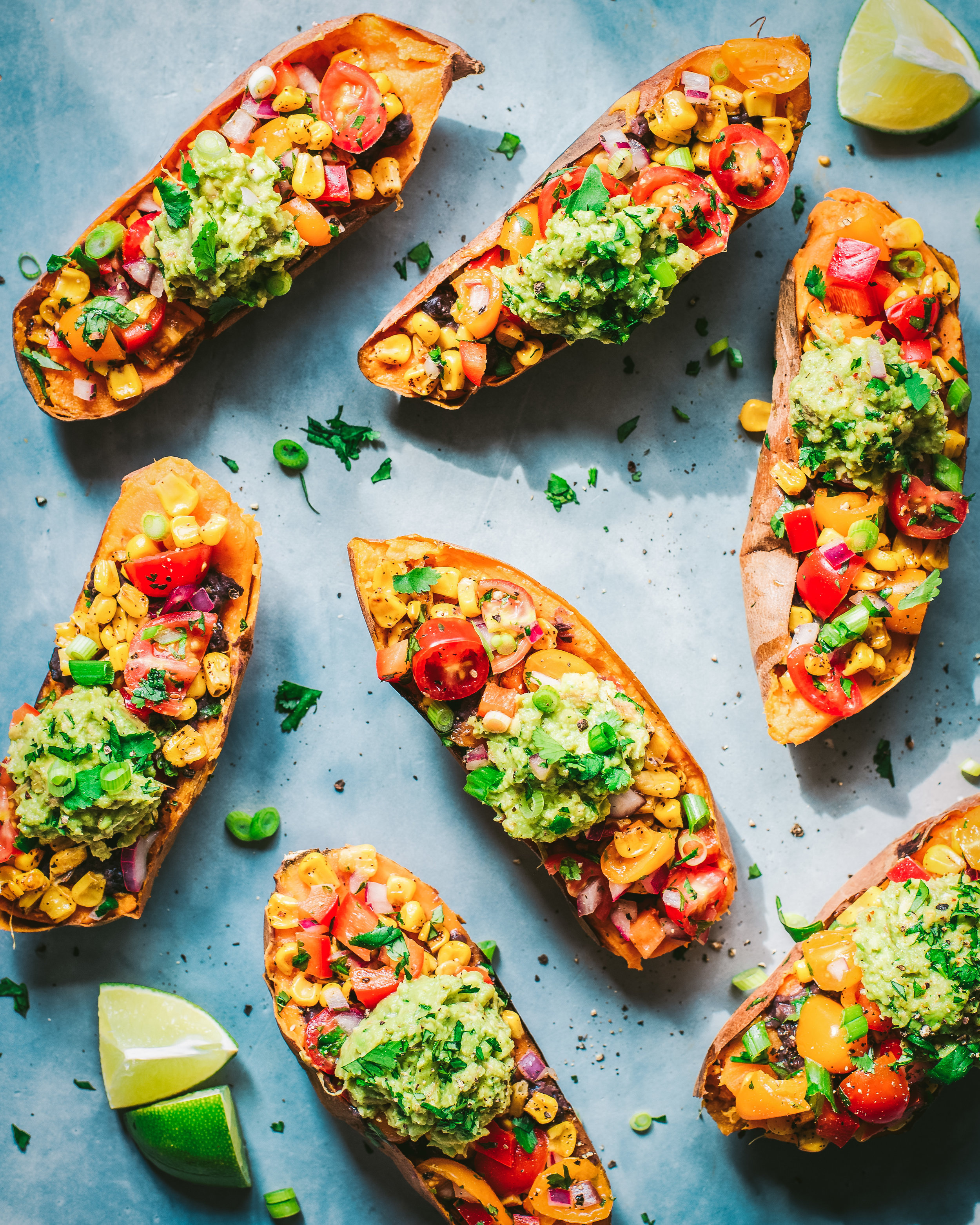 Healthy Burrito Bowl-Stuffed Sweet Potatoes