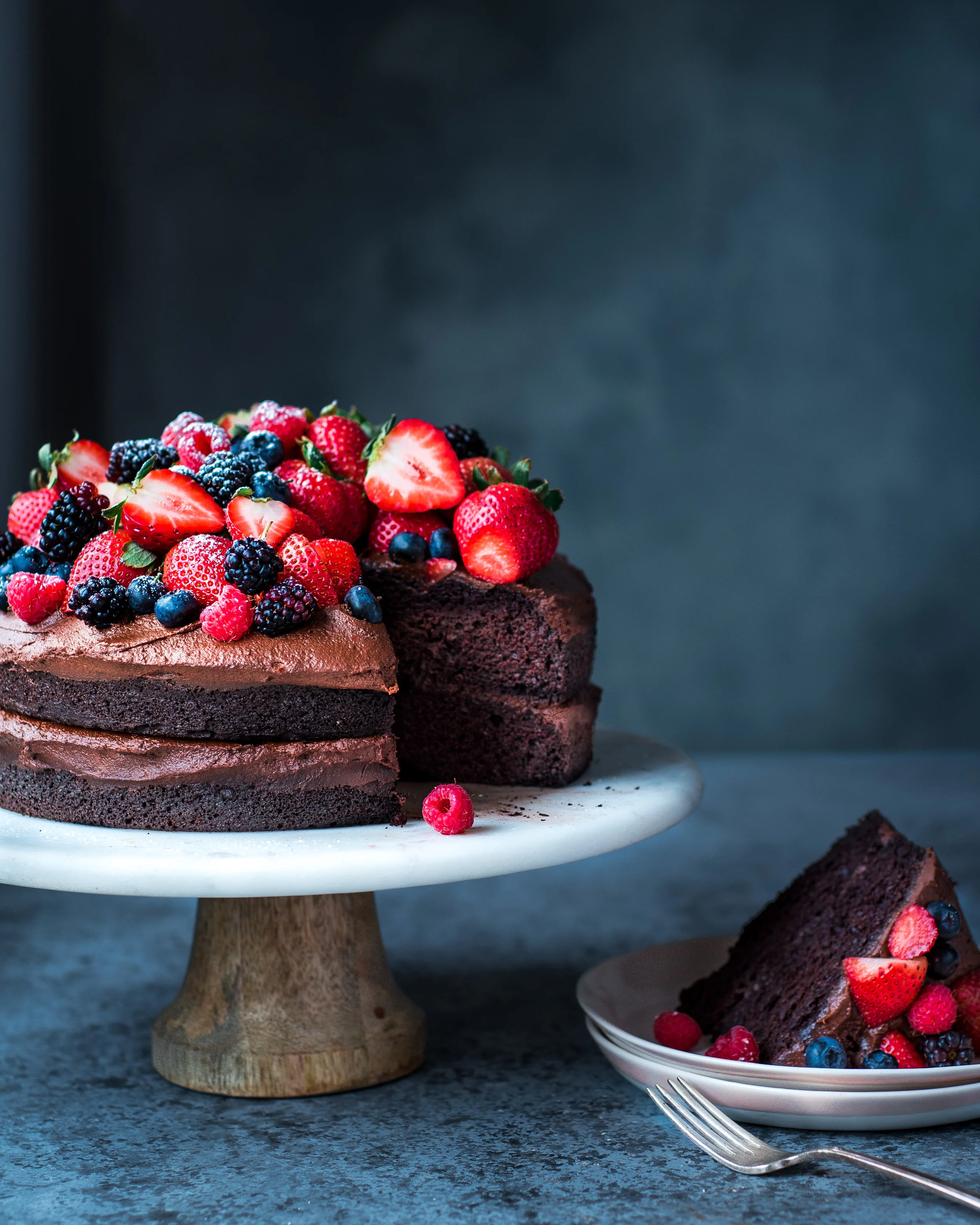 I used editing to bring up the shadows, increase the contrast, and make the reds in the berries pop more.