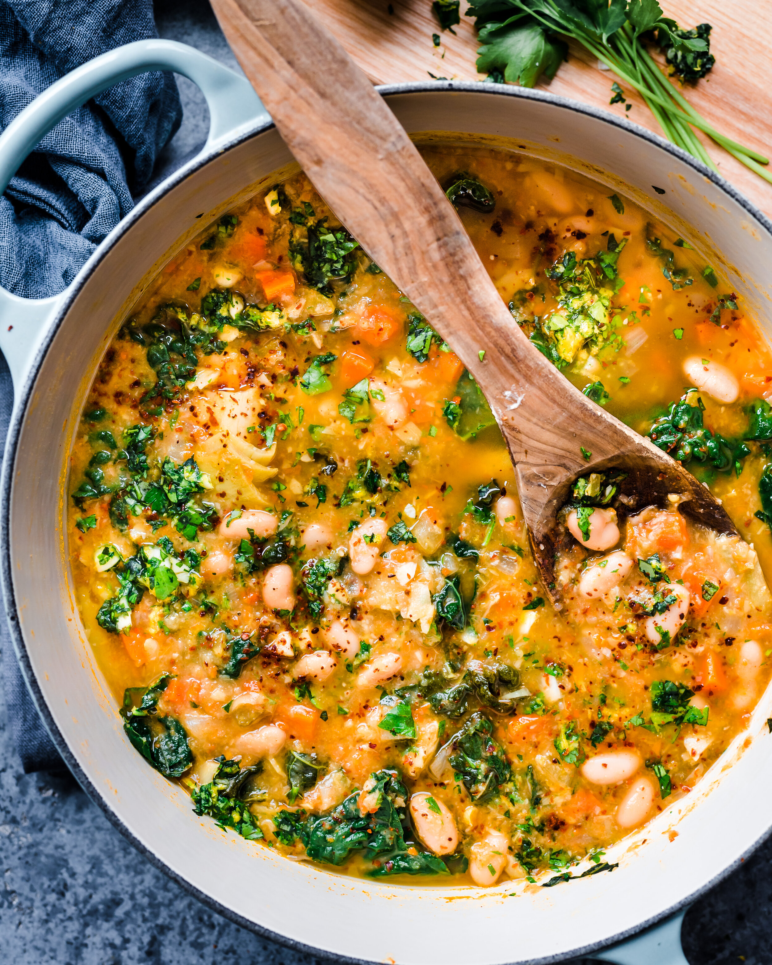 Creamy White Bean Soup with Kale and Gremolata — Rainbow Plant Life
