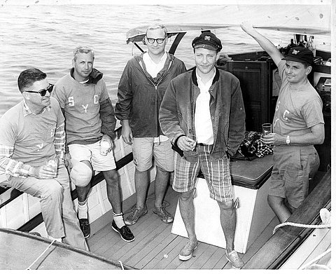 SYC Sunfish Team. From left, Ted Shuttleworth, Ambrose Carr, Hartley Connett, Abby Connett and Rich Holden.