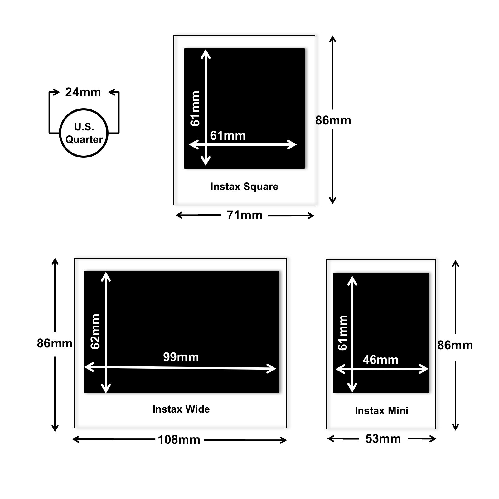 Recharges films Instax Mini, Wide et Square