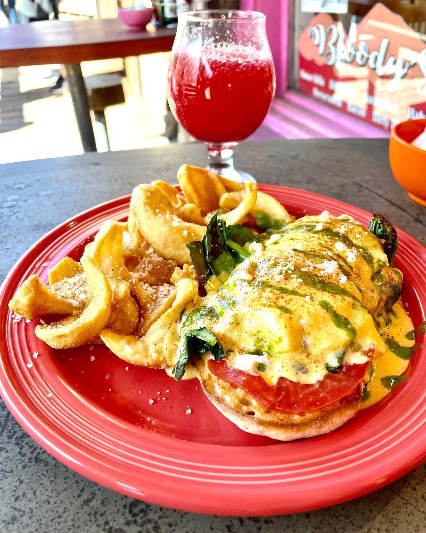 Easter Weekend Special. We&rsquo;re serving up a Caprese Benedict. It has saut&eacute;ed spinach, grilled tomato, mozzarella, balsamic vinaigrette, eggs, hollandaise, and walnut basil pesto. Perfect if you&rsquo;re feeling saucy this weekend. 🐰