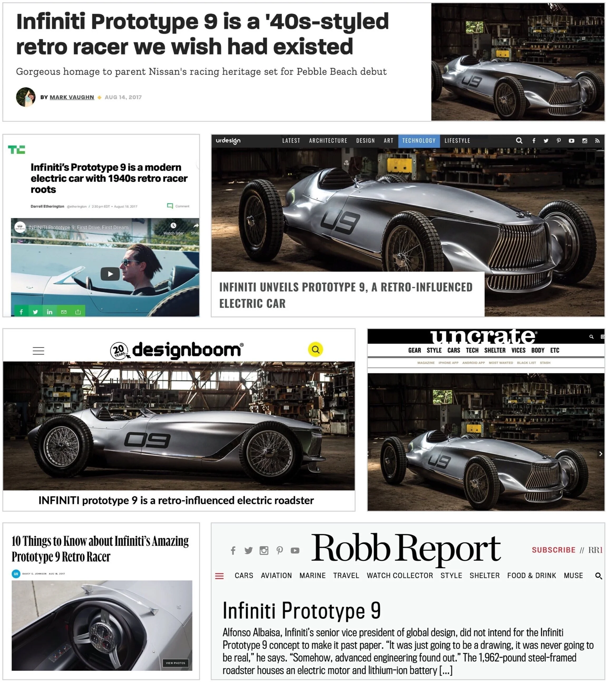  Infiniti “The Car That Never Was” press clippings. Michael Raso Prototype 9. 