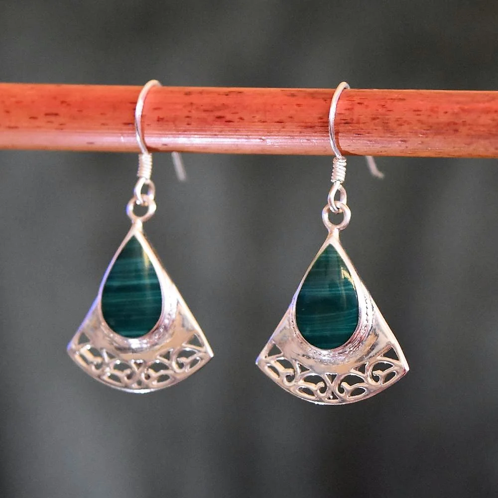 Malachite Fans Earrings.JPG