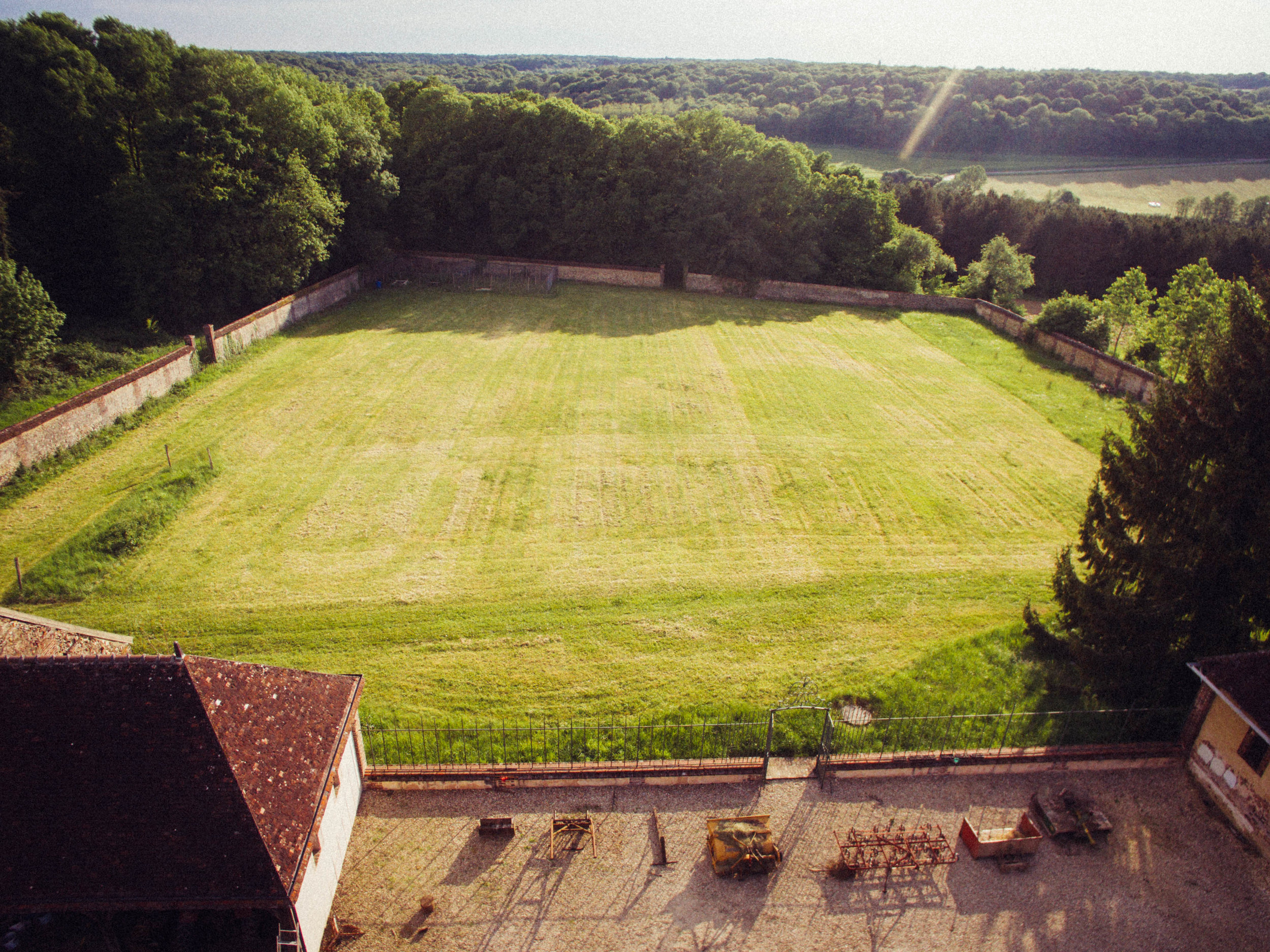 Aerial view of the garden before prep work began