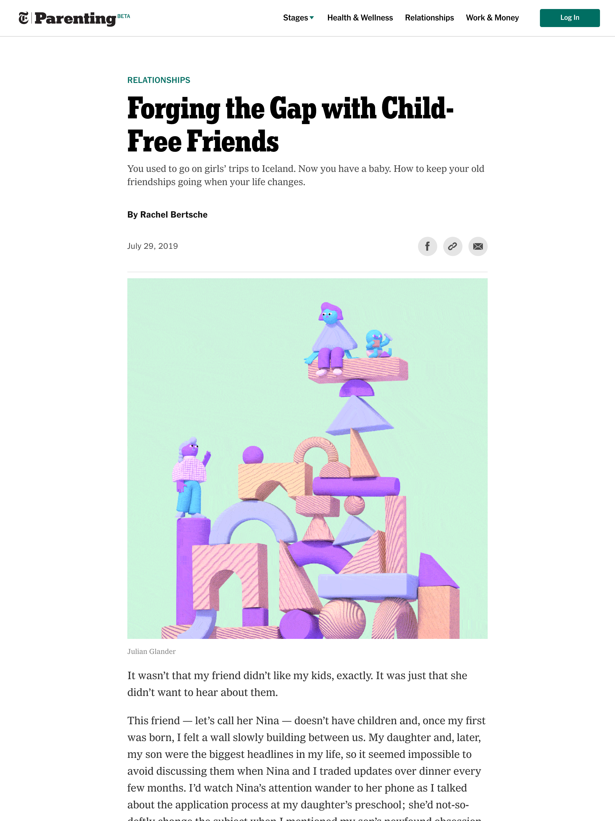 NYT Parenting: Forging the Gap with Child-Free Friends — Rachel Bertsche