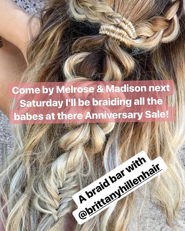 Come say Hi next Saturday! Melrose and Madison is celebrating another year in business! There clothes are incredible you won't regret it! #braids #5280 #303 #denverblonde #denverhair #anniversarysale