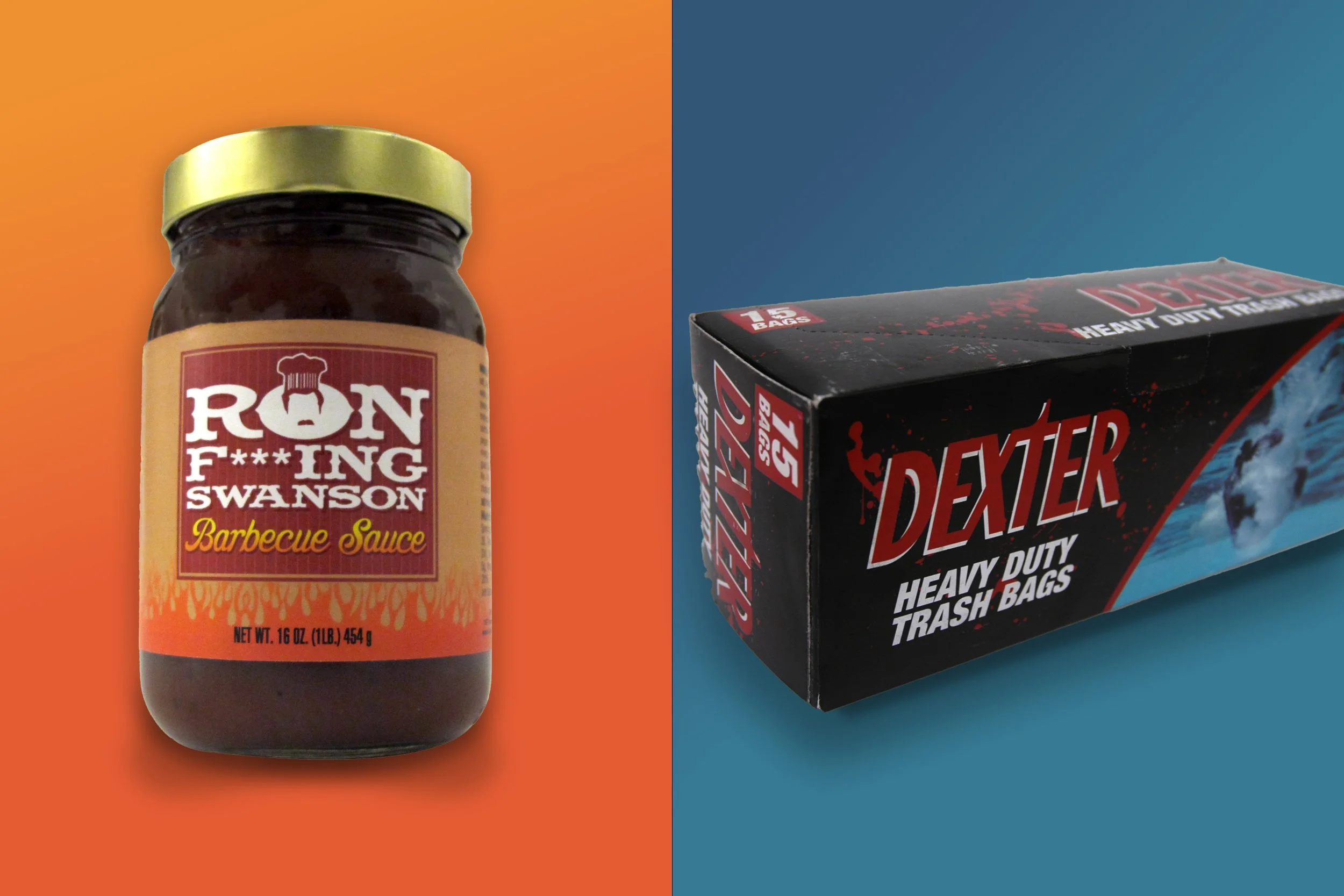 "Parks and Rec" Barbecue Sauce for NBC / "Dexter" trash bags for Showtime