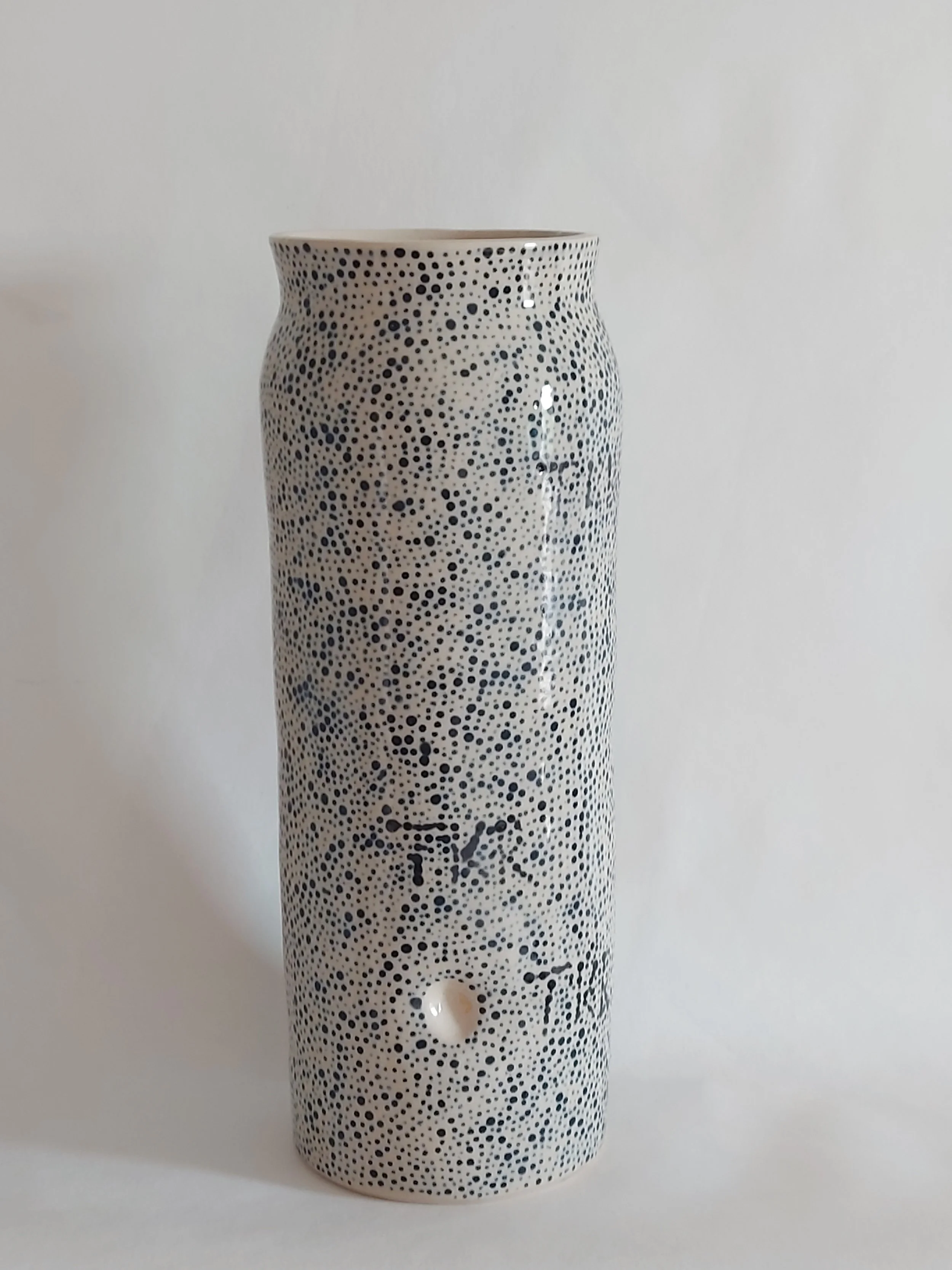 wheel thrown vase with a dimple (hand painted pattern)