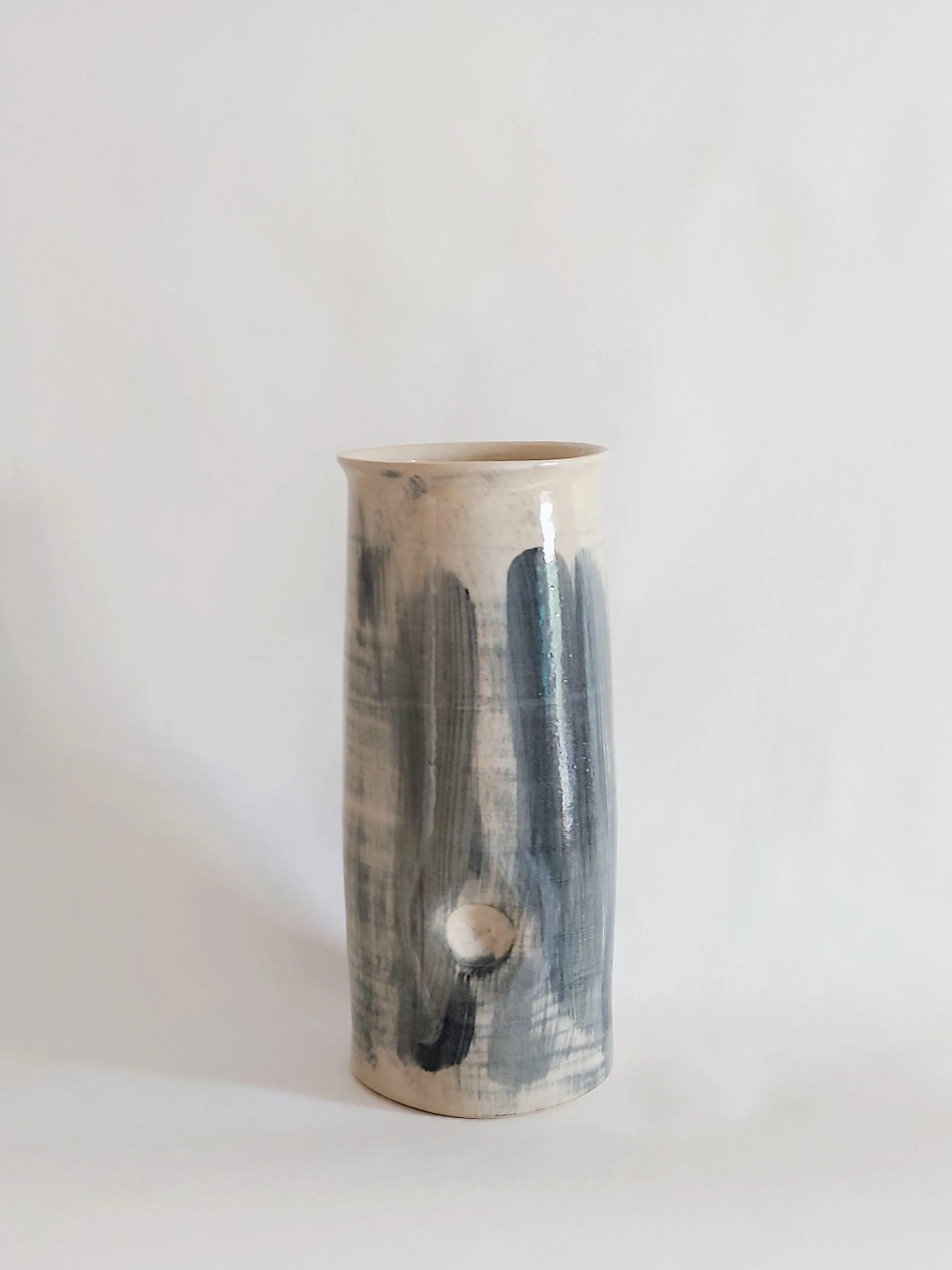 wheel thrown vase with a dimple (hand painted)