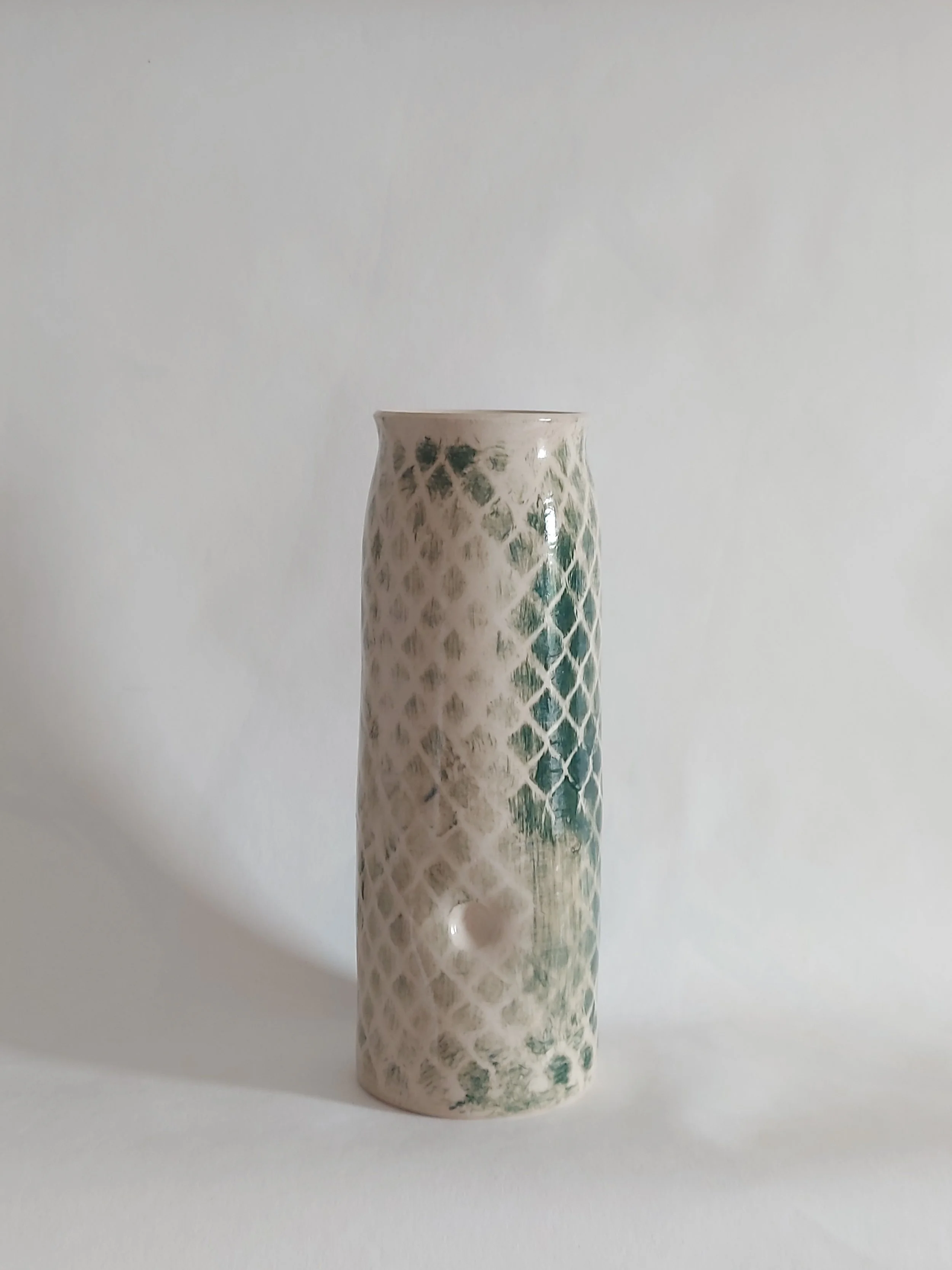 wheel thrown vase with a dimple (hand painted pattern)