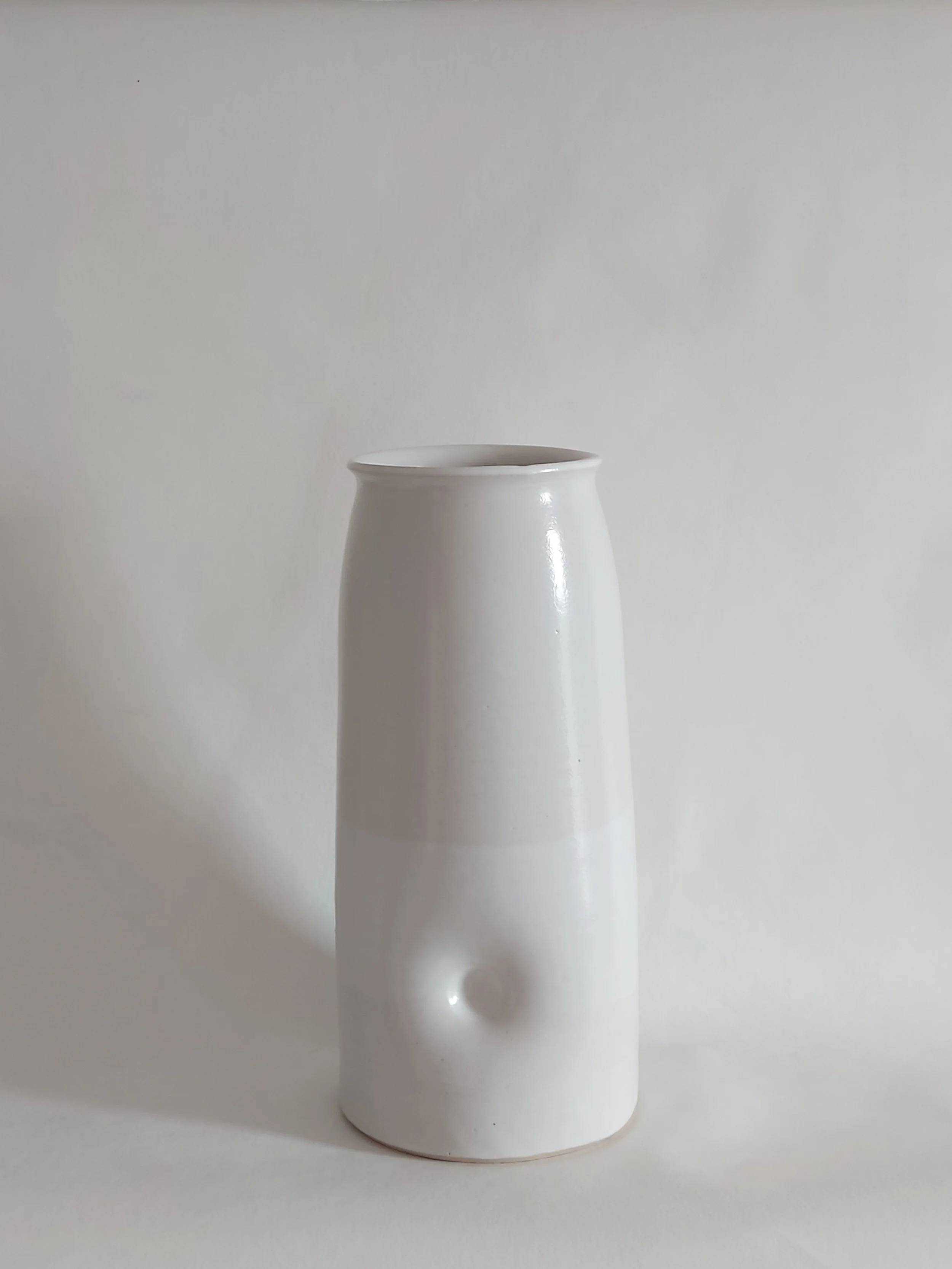 wheel thrown vase with a dimple (white glaze)