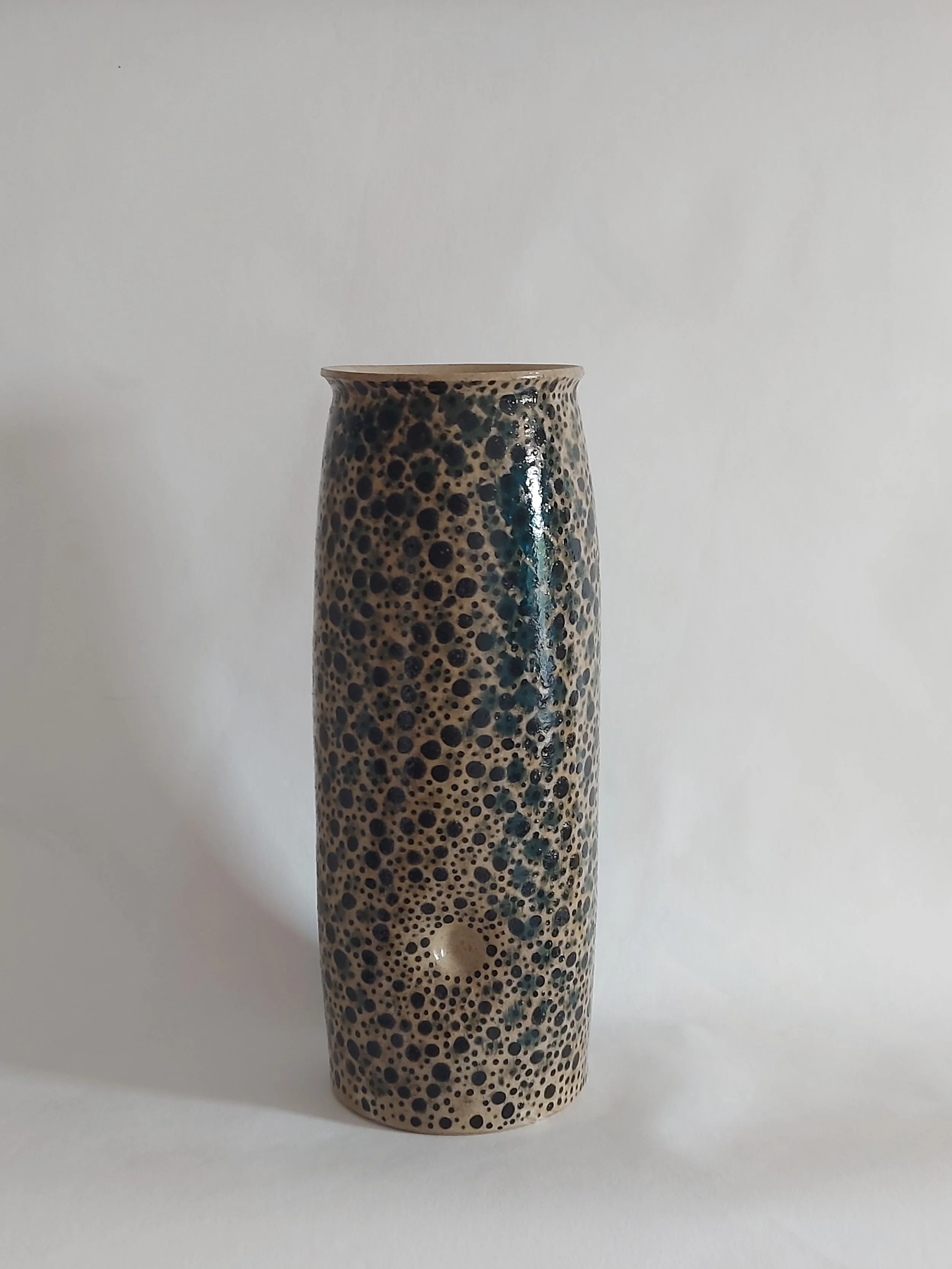 wheel thrown vase with a dimple (hand painted pattern)