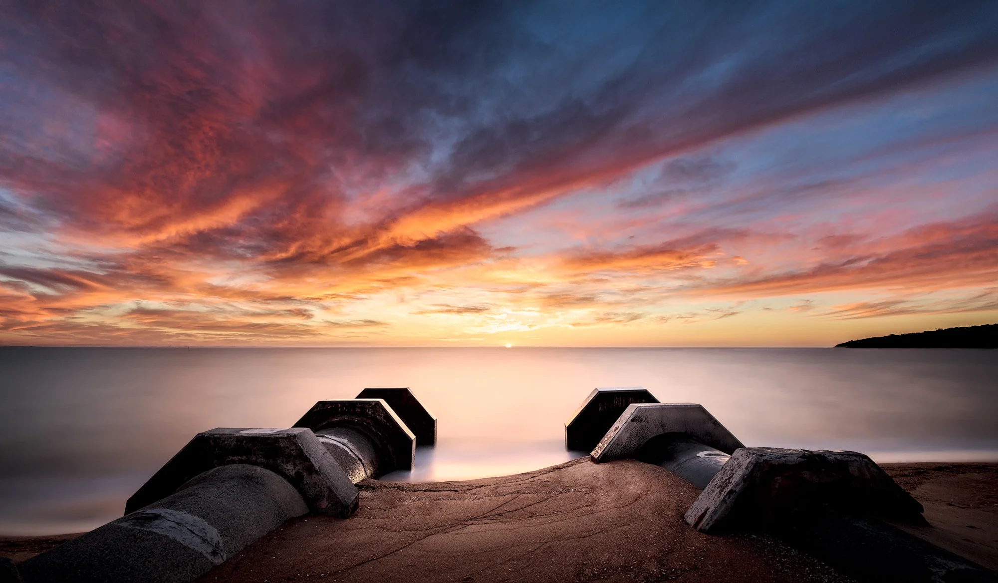 safety beach colourful sunset