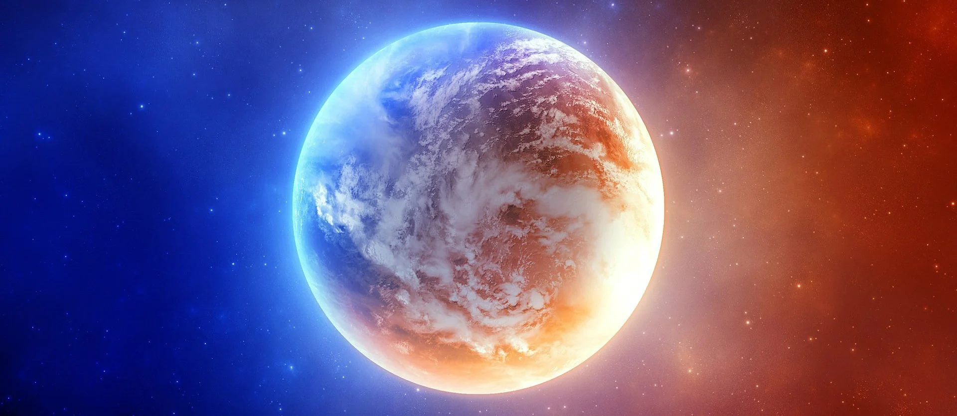 Planet of Blue and Red