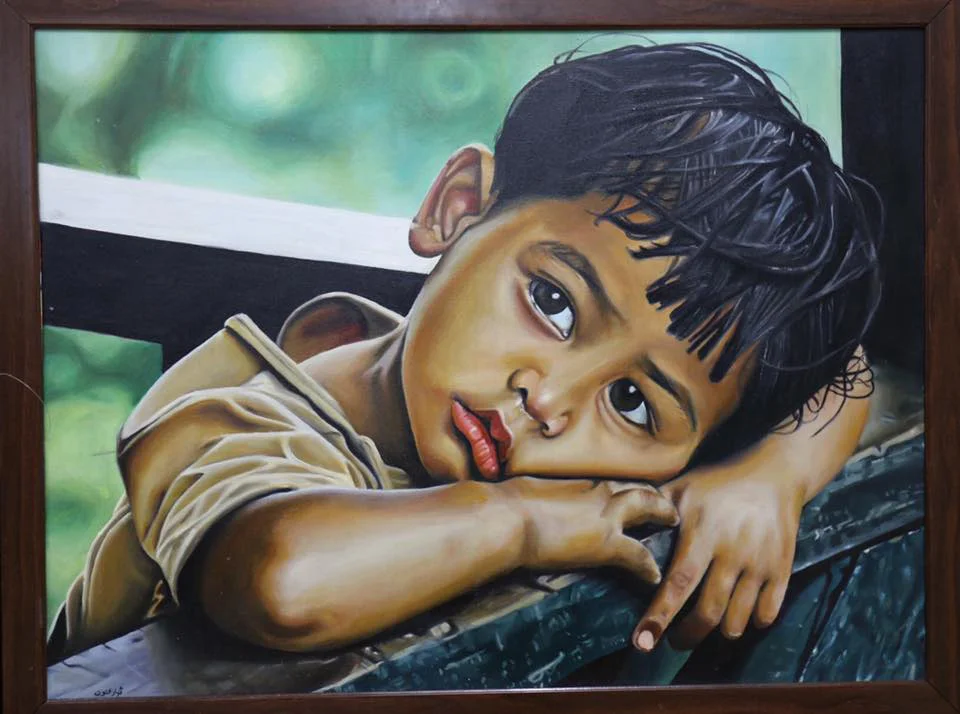 Painting by a young artist at the Palestinian Children's Art Centre