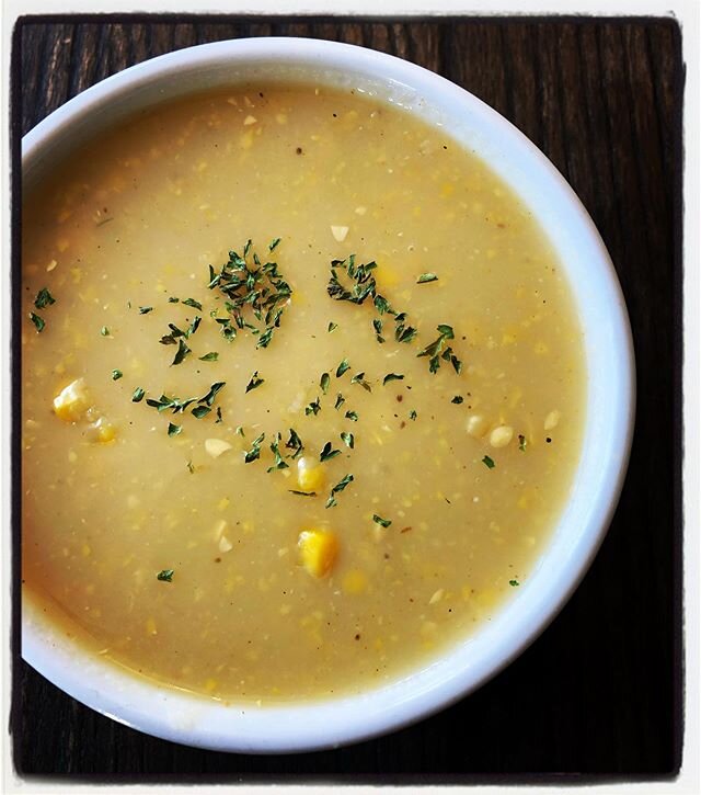 Creamy Corn &amp; Potato Chowder with a hint of Old Bay. @chef_shirle @fourcornerscuisine @babysonfirefellspoint @babysonfirecafe  @oldbay_seasoning