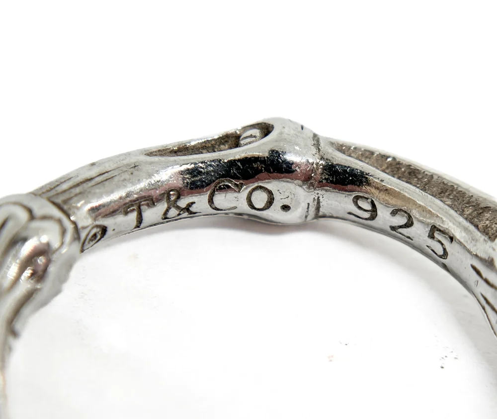Tiffany & Co. 1996 Vintage Sterling Silver Bamboo Ring Size 7.75