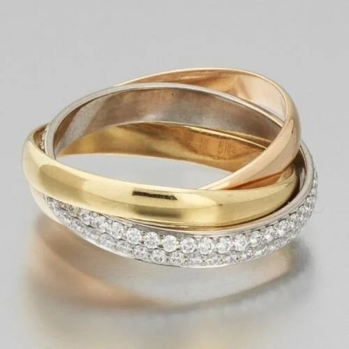 Cartier Multicolor Gold and Diamond Trinity Ring — DeWitt's Diamond Gold  Exchange