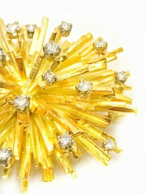 Tiffany & Co. Anemone Diamond Brooch Pin in 18k Yellow Gold