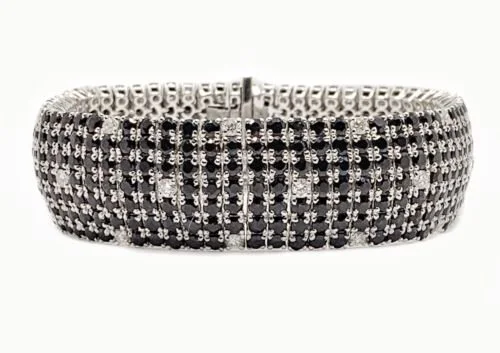Ladies 18K White Gold Roberto Coin Fantasia Diamond Black Sapphire  Bracelet — DeWitt's Diamond Gold Exchange