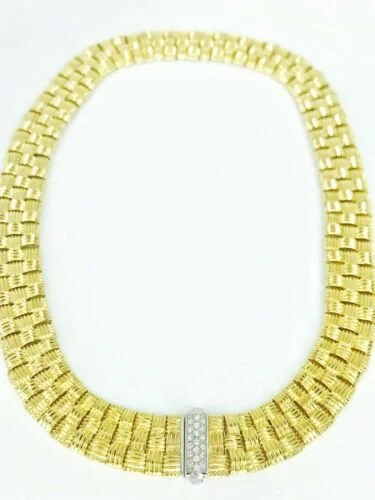 Roberto Coin 18KYG Appassionata Row Necklace with Diamond Clasp
