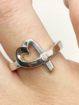 Tiffany and Co Estate Single Loving Heart Ring 6.75 Silver  Tiffany & Co Estate Single Loving Heart Ring 6.75 Silver TIF453 main image 1