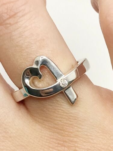 Dierentuin Beschrijving Hoeveelheid van Tiffany & Co. Paloma Picasso SS 925 & 2 Pt Diamond Loving Heart Ring Size  7.5 — DeWitt's Diamond & Gold Exchange