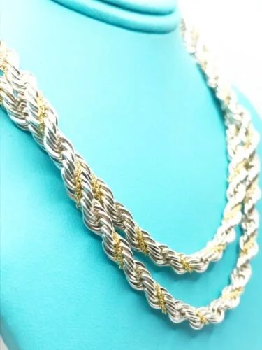 Tiffany 18KYG SS Twist Rope Chain Necklace 24