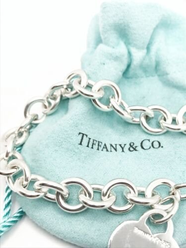 Tiffany & Co. Sterling Silver Heart Tag Charm Round Link Charm Bracelet  Size 7 — DeWitt's Diamond & Gold Exchange