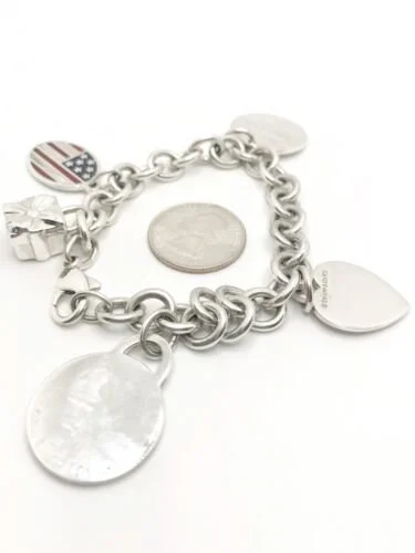 Tiffany SS Return To Tiffany American Flag Charm Bracelet Size  — DeWitt's Diamond Gold Exchange