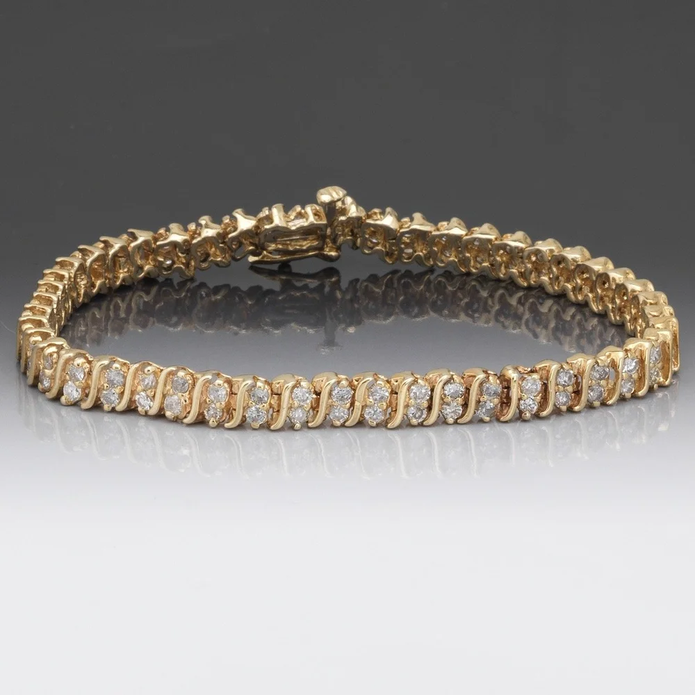 14 Karat Yellow Gold Carat Tennis Bracelet — DeWitt's Diamond Gold  Exchange