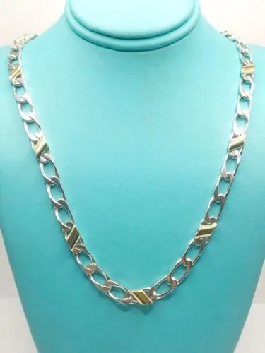 Tiffany 18KYG Sterling Silver Curb Link Chain Necklace