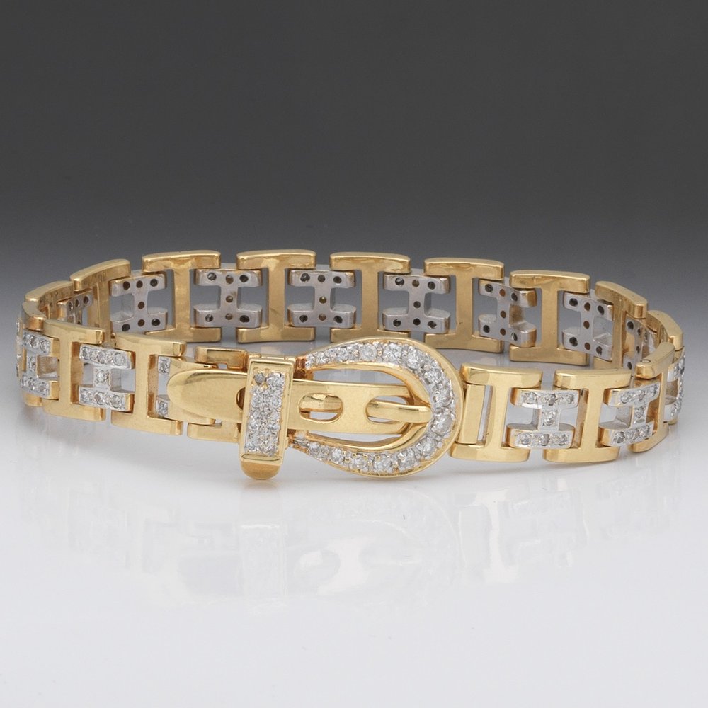 18 Karat Yellow Gold Diamond Belt Buckle Bracelet — DeWitt's Diamond & Gold  Exchange