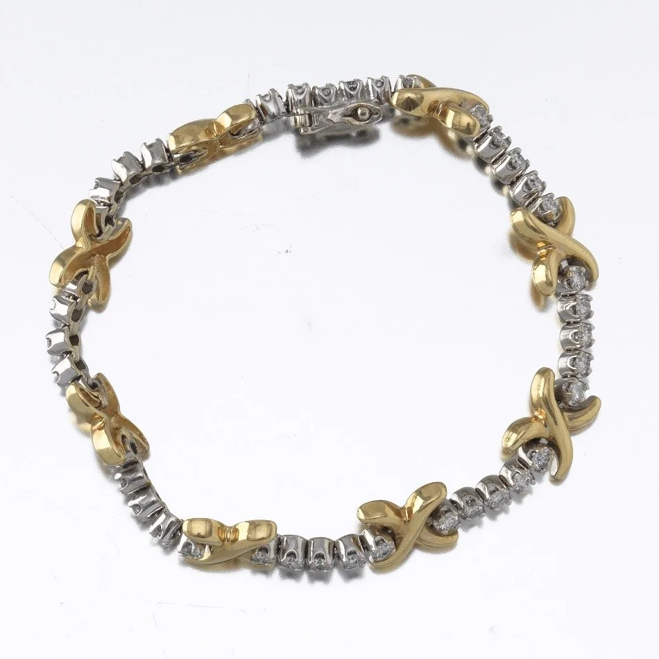 14 Karat Yellow Gold and Diamond Hugs and Kisses Diamond Tennis Bracelet —  DeWitt's Diamond Gold Exchange