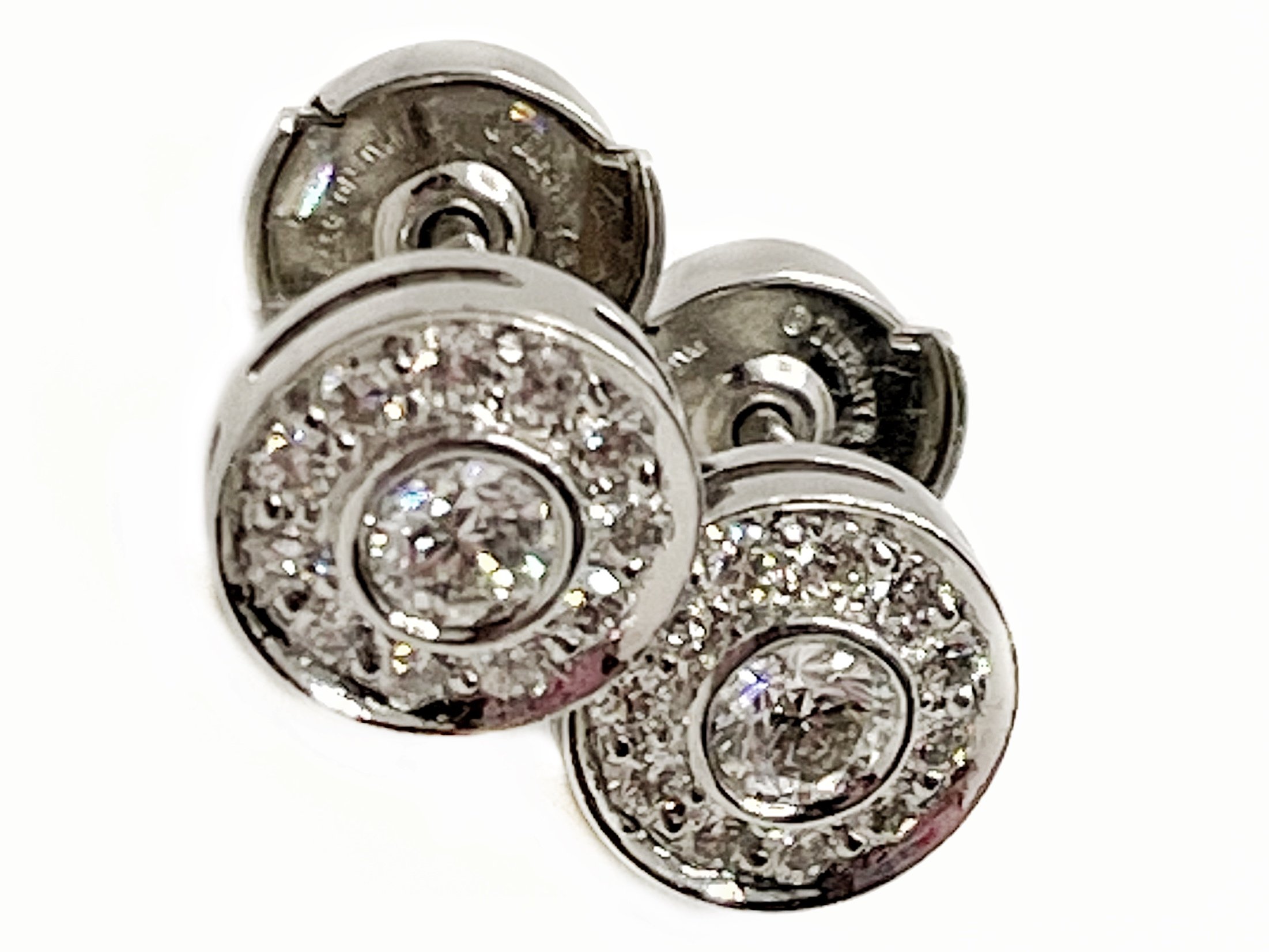 Tiffany  Co Bezel Cushion Diamond Stud Earrings Platinum