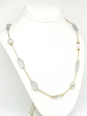 Mimi 18K Rose Gold Chalcedony Rock Crystal and White Pearl