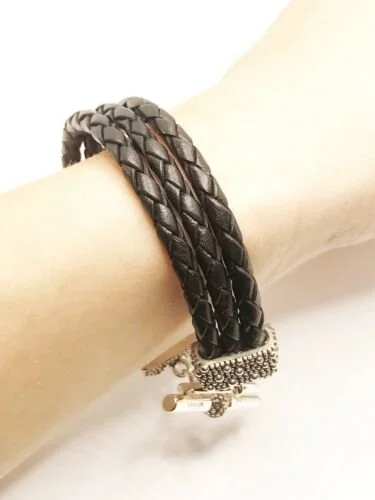 Michael Dawkins Starry Night Braided Black Leather Sterling