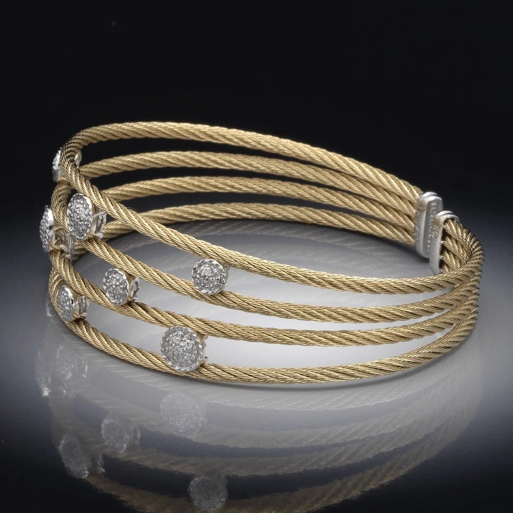 Charriol 18k Yellow Gold, Diamond and Stainless Steel Bracelet 