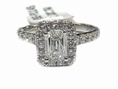 Neil Lane Emerald Cut Diamond Halo 14K Gold Ring — DeWitt's