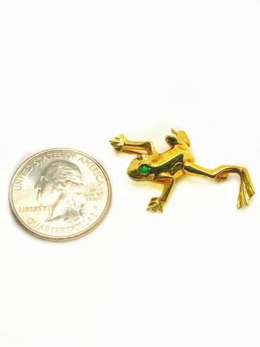 AYA Frog Brooch Pin 14K Yellow Gold