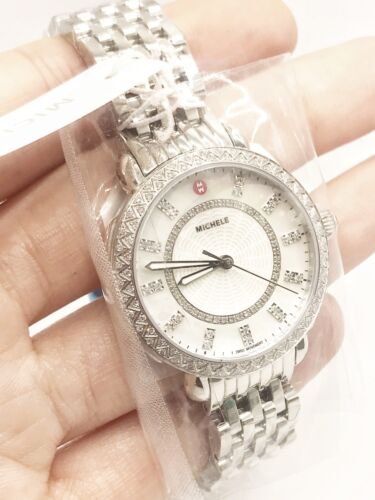 MICHELE Sidney Classic Stainless Steel Diamond 33mm Watch  display picture 2